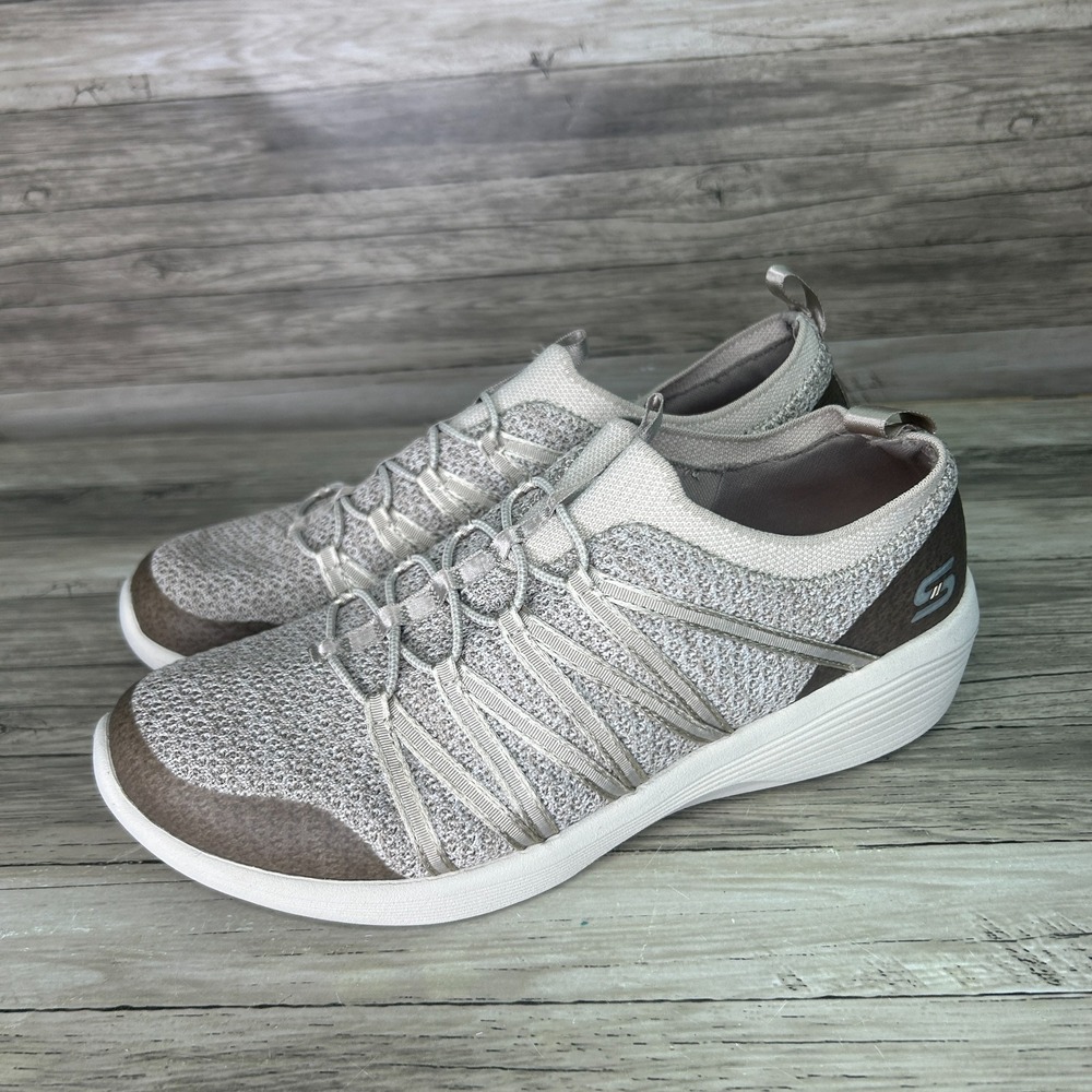 Skechers Arya‎ Wedge Slip On Sneakers US 6 Taupe Womens